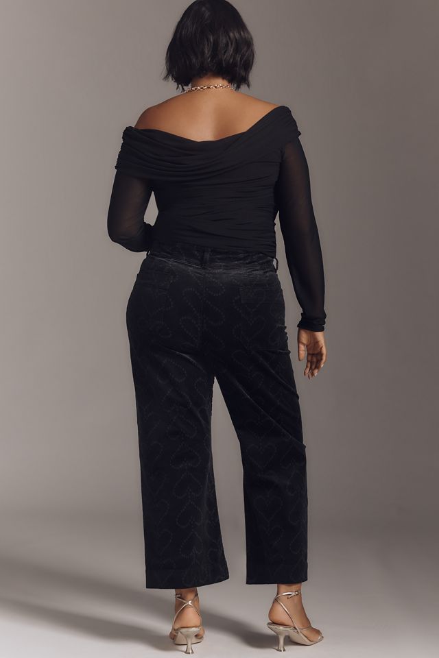 The Colette Crop Corduroy Heart-Print Trousers by Maeve #6
