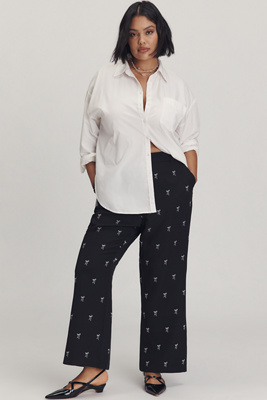 Eloquii N Plus Bow Bootcut Jumpsuit Pants In Black