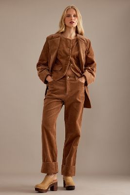 Shop Aligne Salma Cord Trousers In Brown