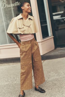 casual dress pants for women Duojiaj Womens Wide Leg High Waist Tailored Button Down Trousers With Pockets High Waisted Casual Pants, Women's, Size: Large, Blue any day of the week Women's Wide Leg Pants Business,