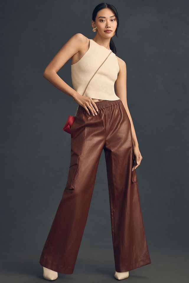 FAUX LEATHER PULL-ON PANTS