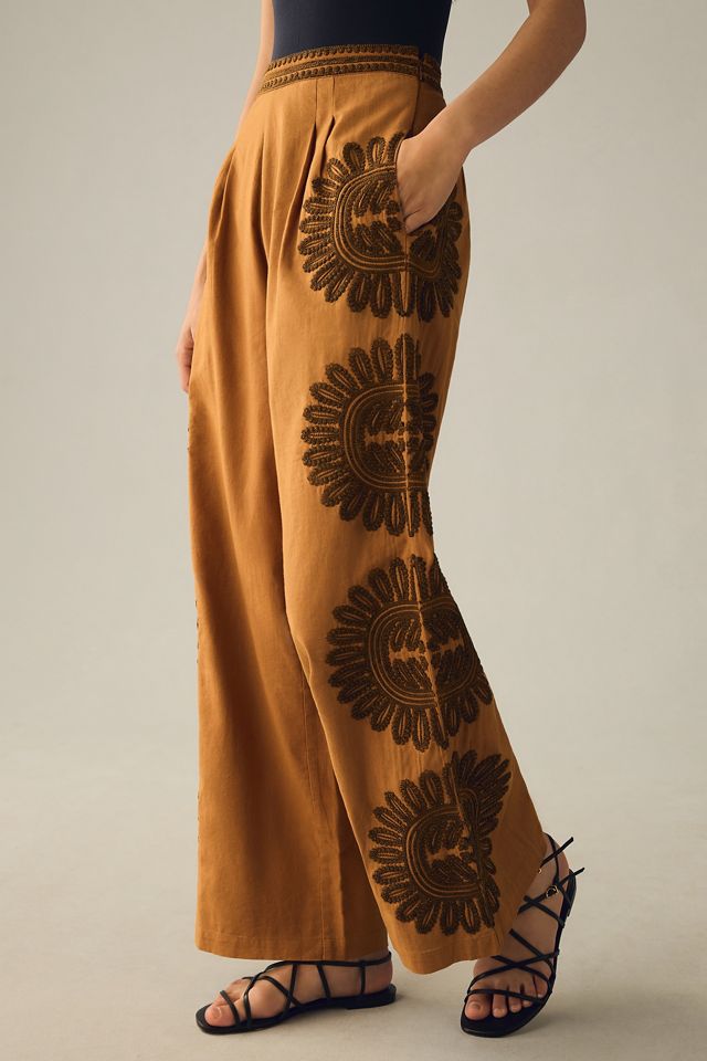 Ollari Embroidered Wide-Leg Pants #2
