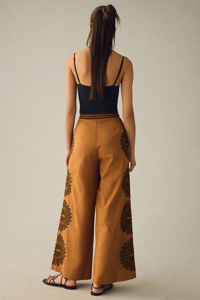 Ollari Embroidered Wide-Leg Pants #3