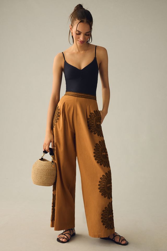 Ollari Embroidered Wide-Leg Pants #4