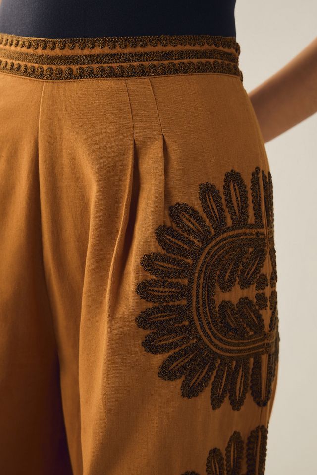 Ollari Embroidered Wide-Leg Pants #5