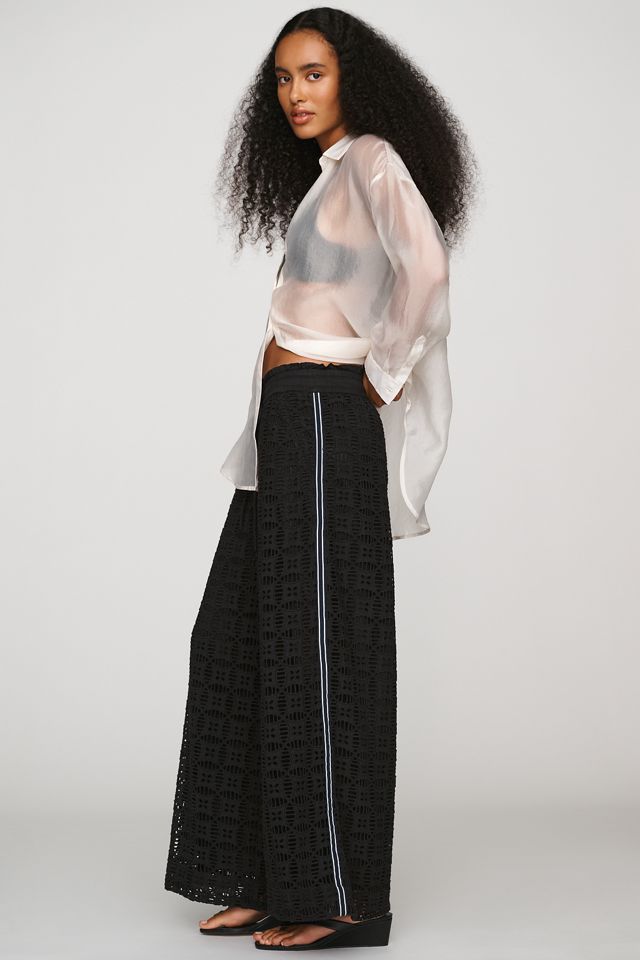 Ollari 100% Cotton Striped Cutwork Track Pants #2