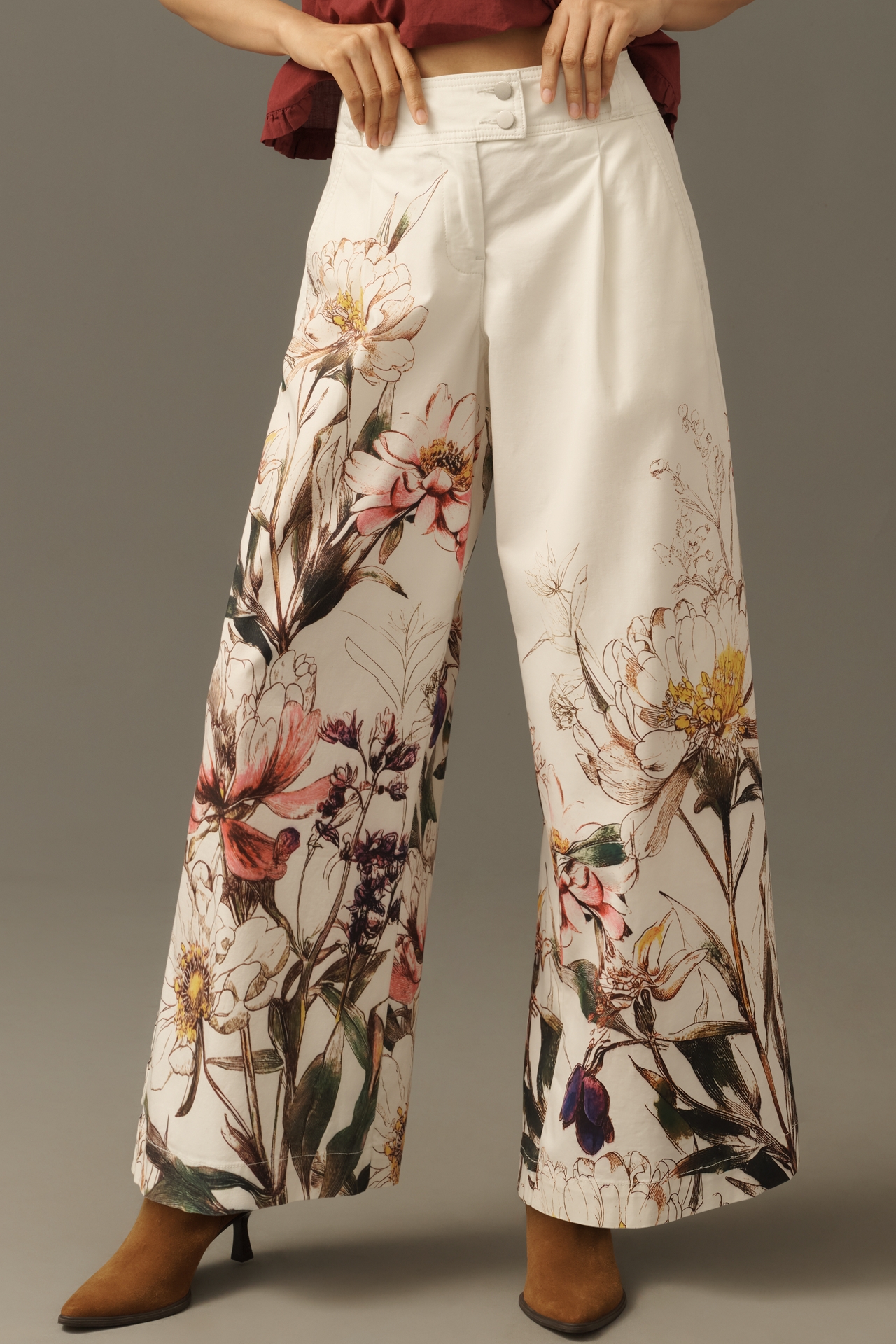 By Anthropologie Printed Wide-Leg Pants