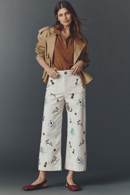 The Colette Crop Printed Corduroy Wide-Leg Pants product page