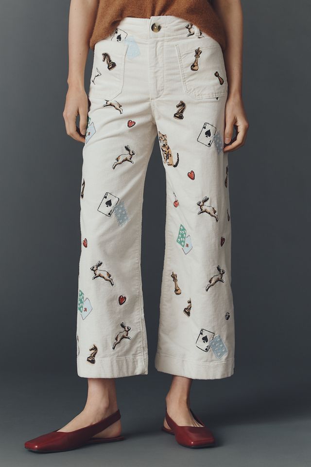 The Colette Crop Printed Corduroy Wide-Leg Pants #3