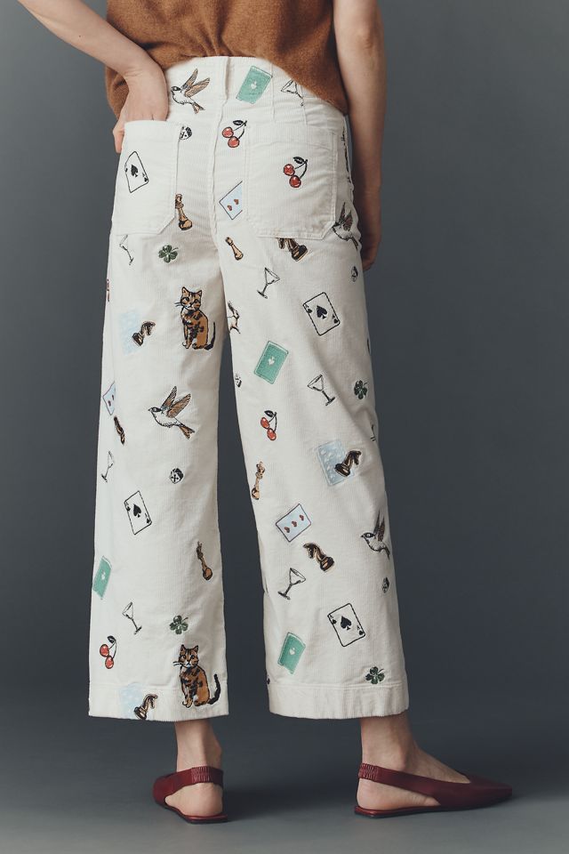 The Colette Crop Printed Corduroy Wide-Leg Pants #5