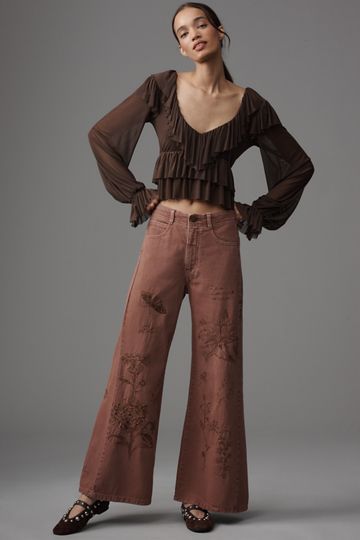 The Adi Mid-Rise Flare Novelty Pants by Pilcro