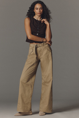 Pilcro Ace Full Slouch Trousers In Brown