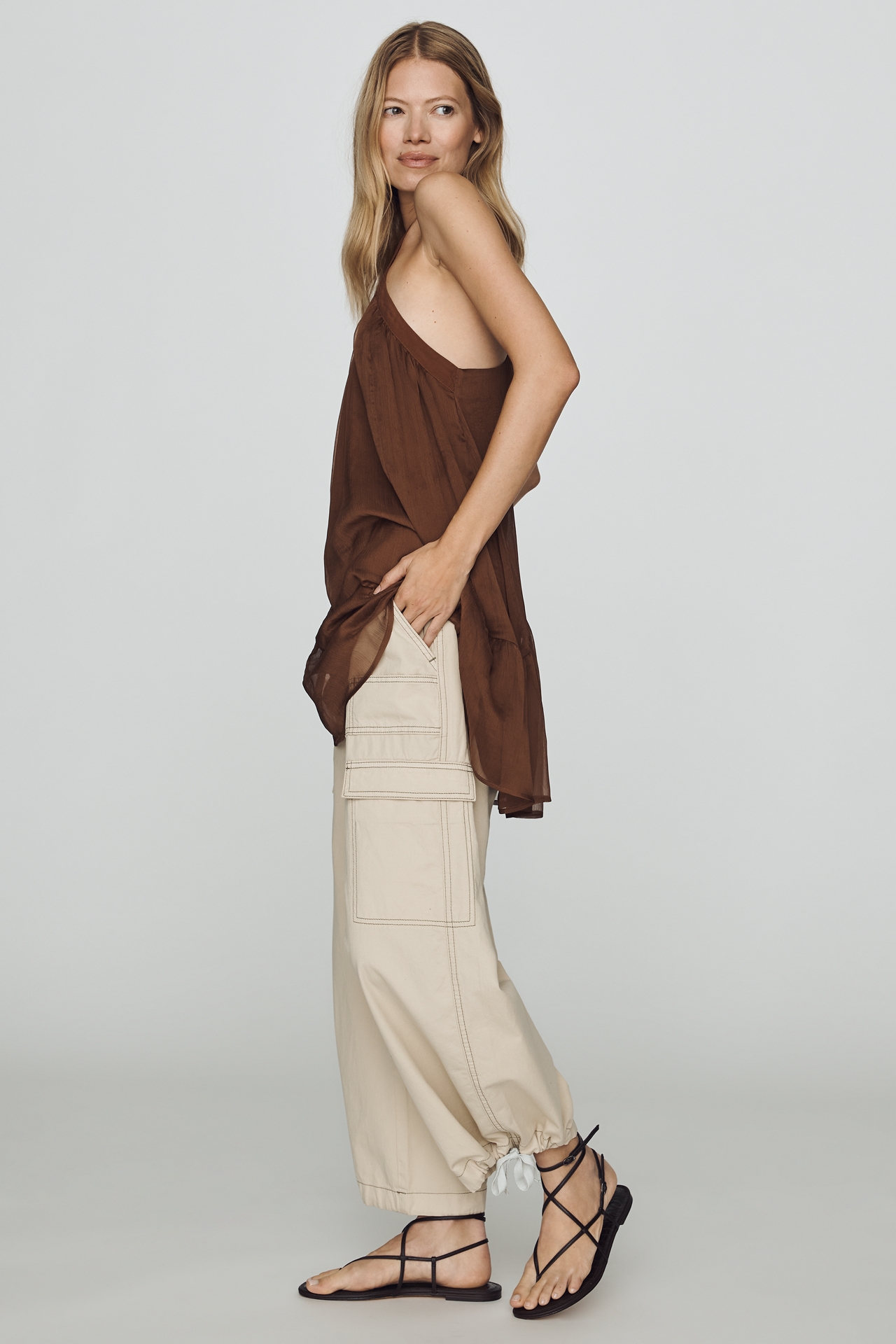 By Anthropologie Linen Cotton High Rise Wide Leg Utility Pants