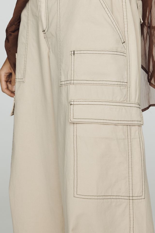 By Anthropologie Linen Cotton High Rise Wide Leg Utility Pants #4