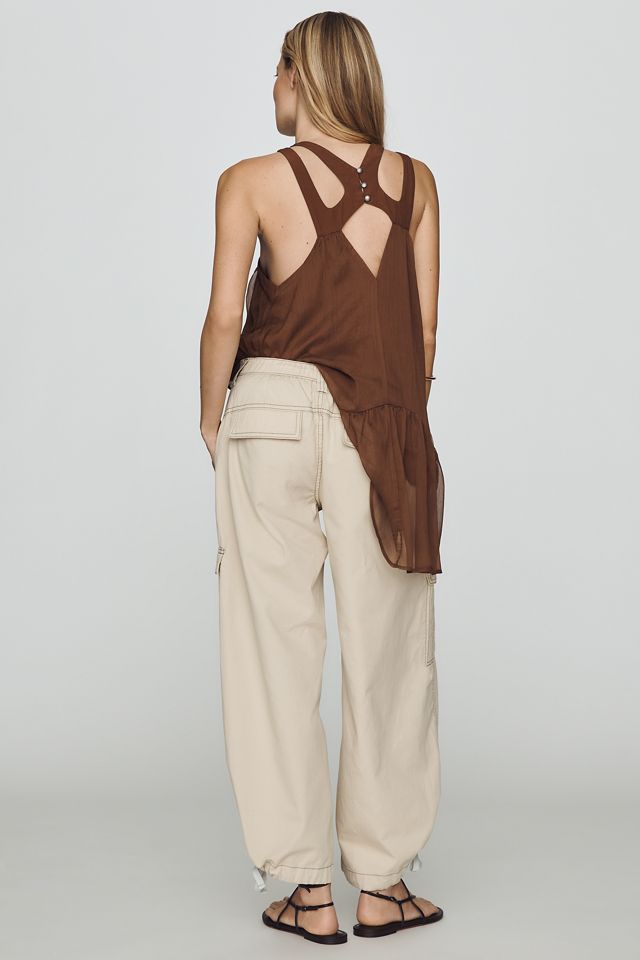 By Anthropologie Linen Cotton High Rise Wide Leg Utility Pants #5