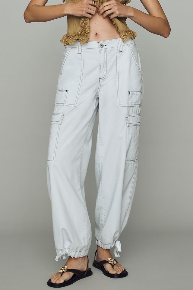 By Anthropologie Linen Cotton High-Rise Wide-Leg Cargo Pants #1