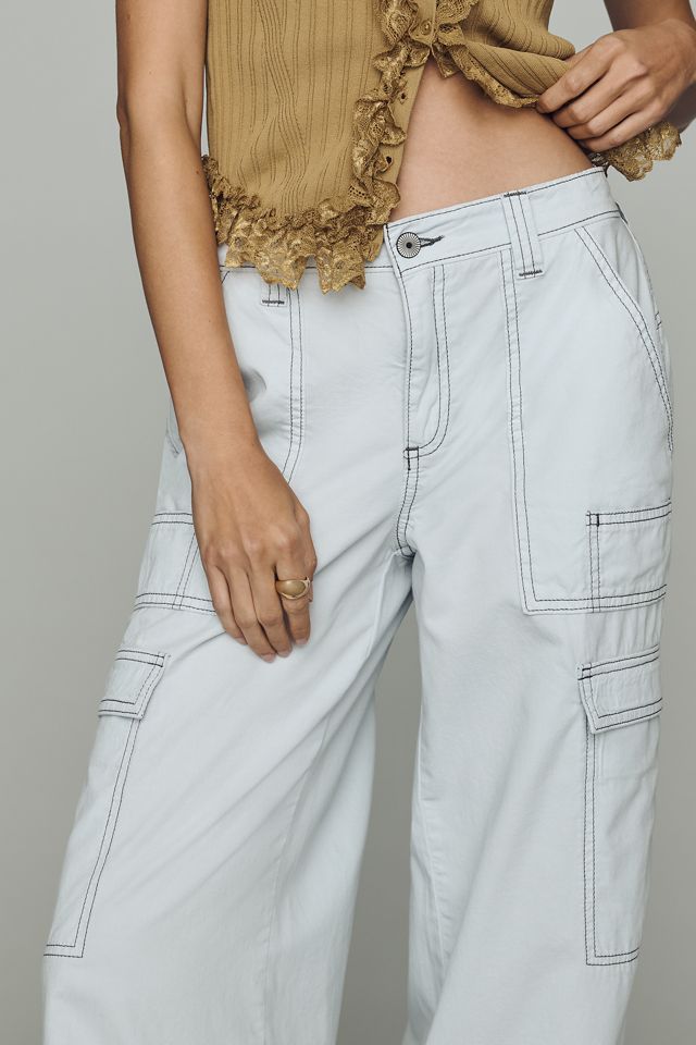 By Anthropologie Linen Cotton High Rise Wide Leg Utility Pants