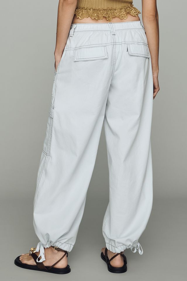 By Anthropologie Linen Cotton High Rise Wide Leg Utility Pants