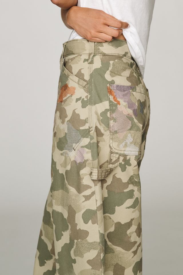 The Kayden High-Rise Camo Carpenter Barrel Trousers by Pilcro #2