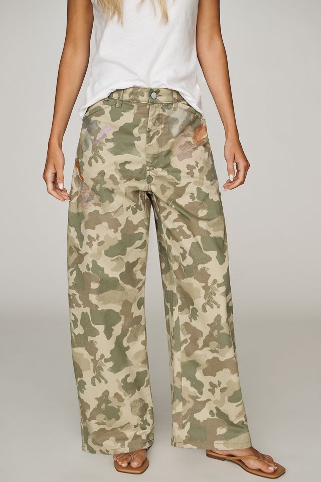 The Kayden High-Rise Camo Carpenter Barrel Trousers by Pilcro #3