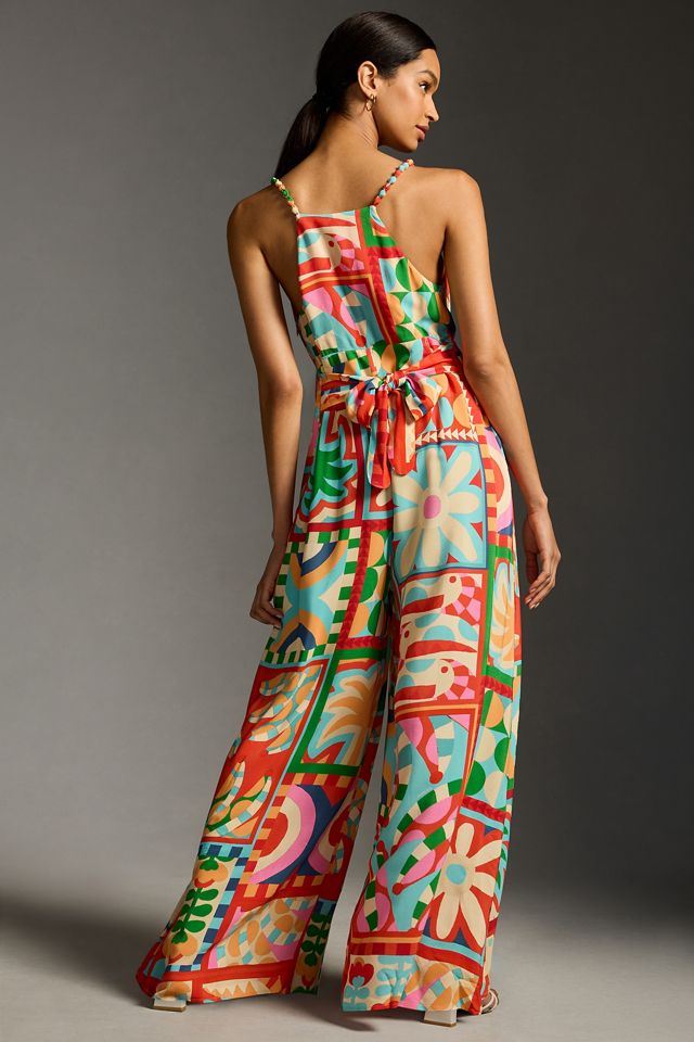 Farm Rio Cutout Halter Jumpsuit | Anthropologie