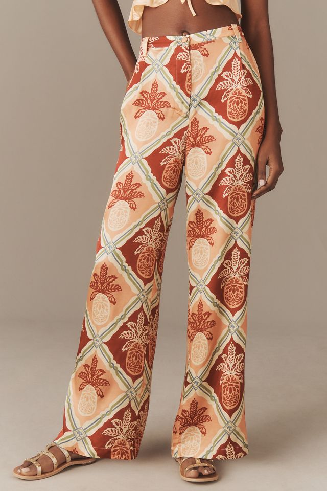 Farm Rio x Anthropologie Pineapple Satin Wide-Leg Pants #1