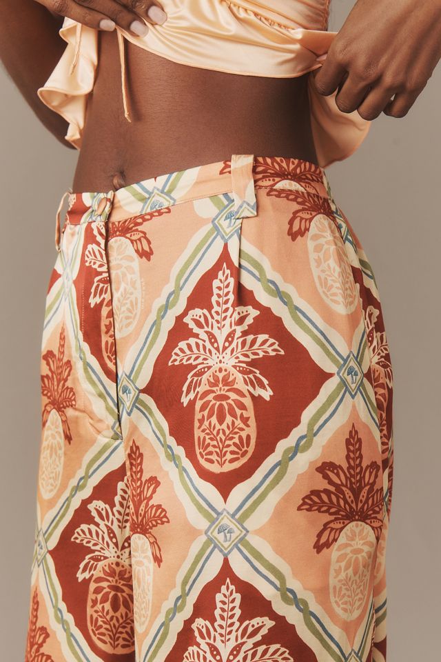 Farm Rio x Anthropologie Pineapple Satin Wide-Leg Pants #3