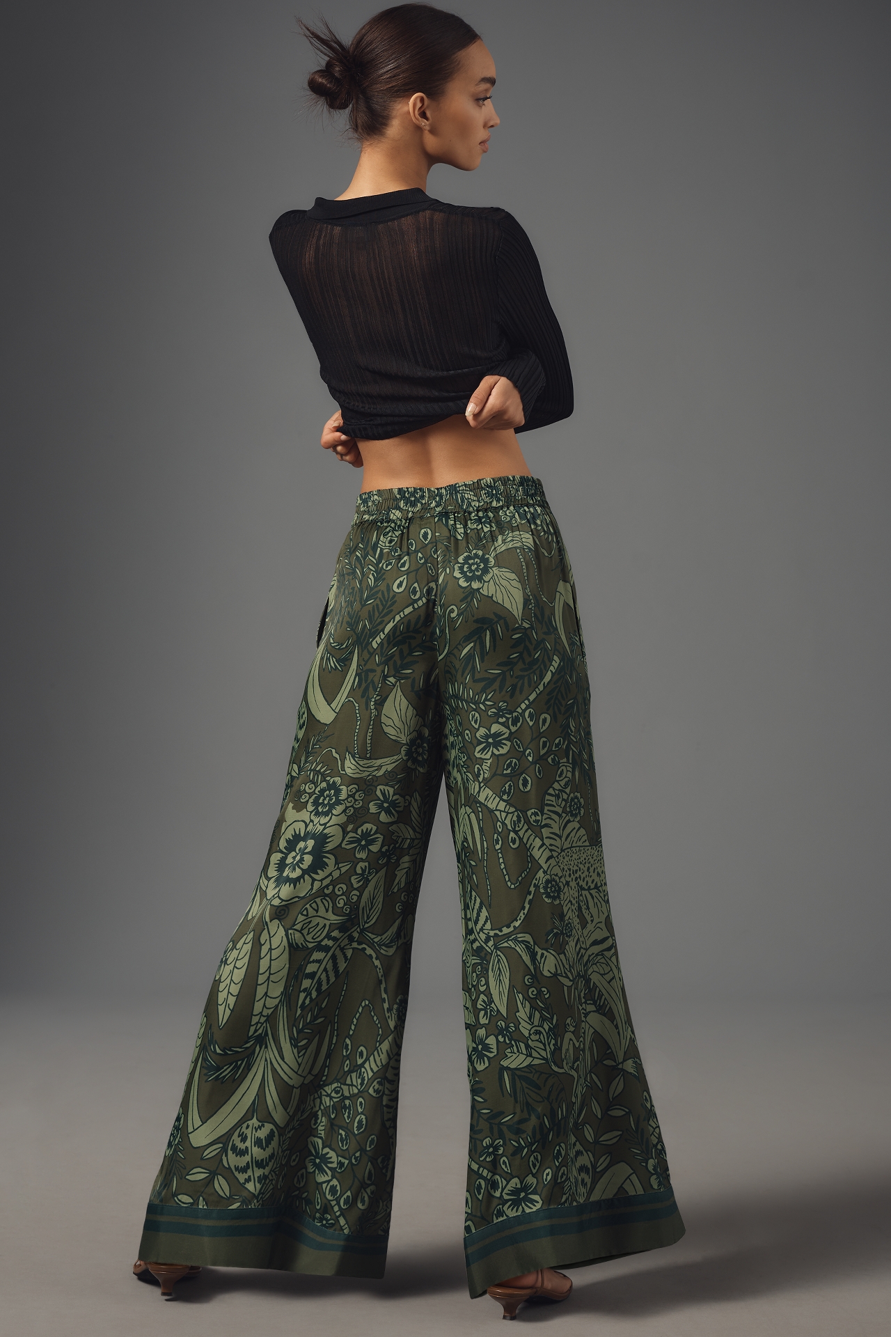 Farm Rio x Anthropologie Satin Printed Pants