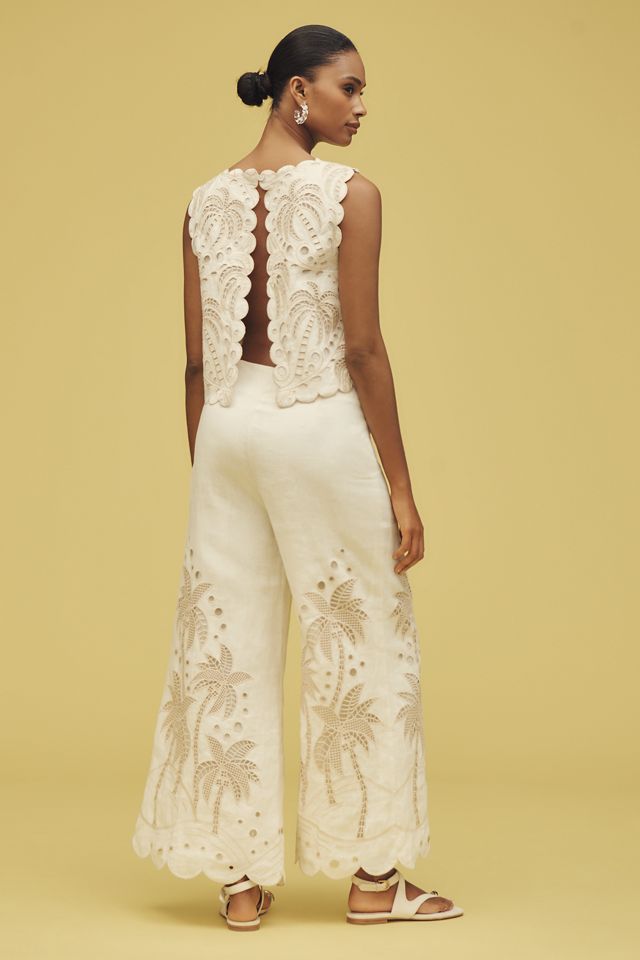Farm Rio x Anthropologie Embroidered Palm Linen Pants #3