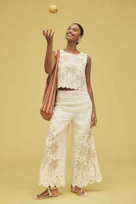 Farm Rio Flower Mesh Pants | Anthropologie