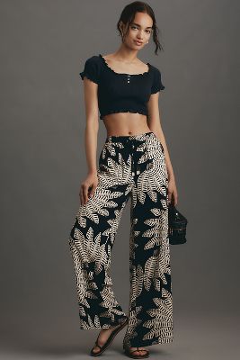 x Anthropologie Palm Pull-On Wide-Leg Pants