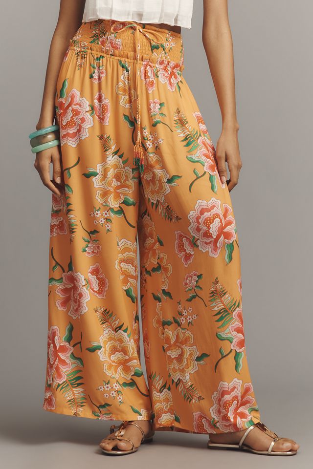 Farm Rio x Anthropologie Smocked Floral Wide-Leg Pants #1