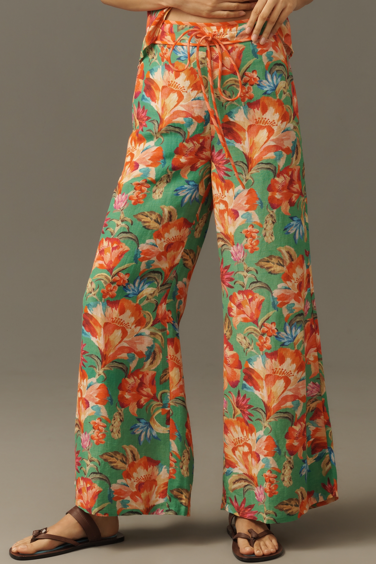 Farm Rio x Anthropologie Tie-Front Floral Pants