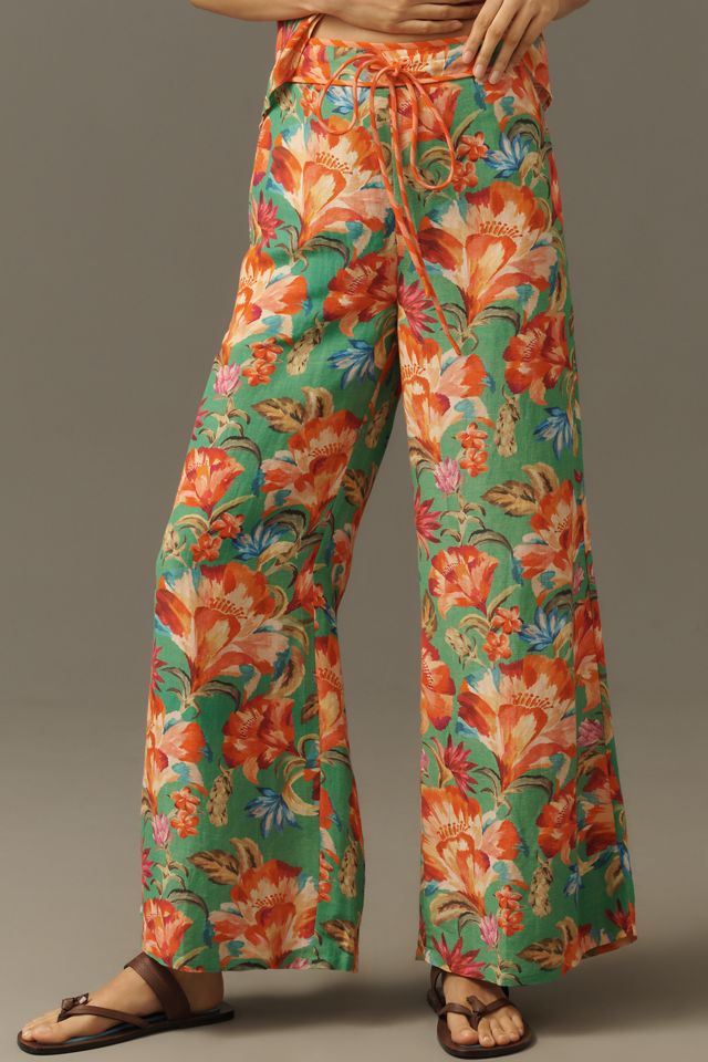 Farm Rio x Anthropologie Tie-Front Floral Pants #1