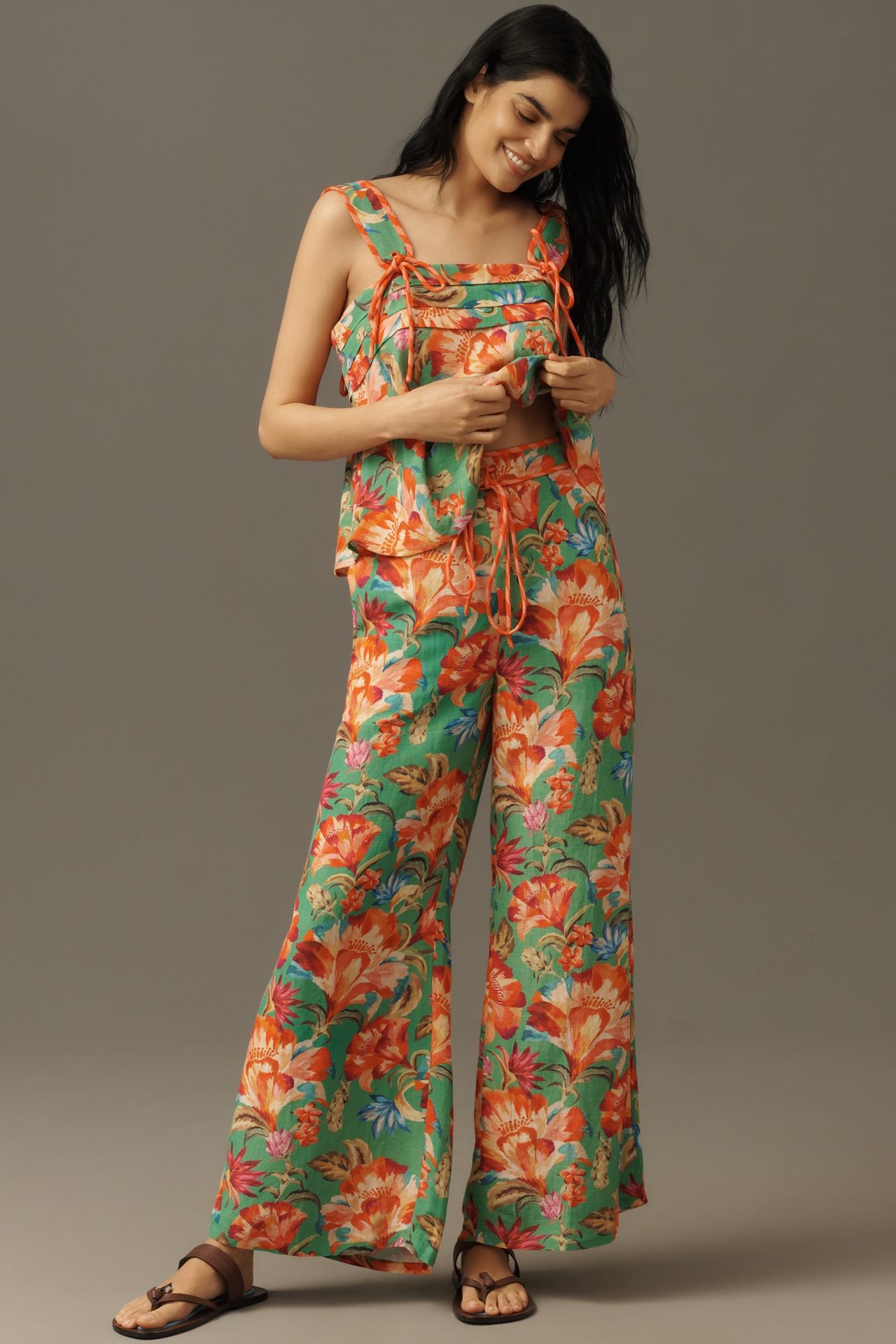 Farm Rio x Anthropologie Tie-Front Floral Pants