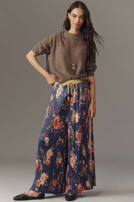Farm Rio X Anthropologie Floral Track Pants In Blue