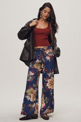 Farm Rio Toscana Pleated Wide-Leg Pants | Anthropologie