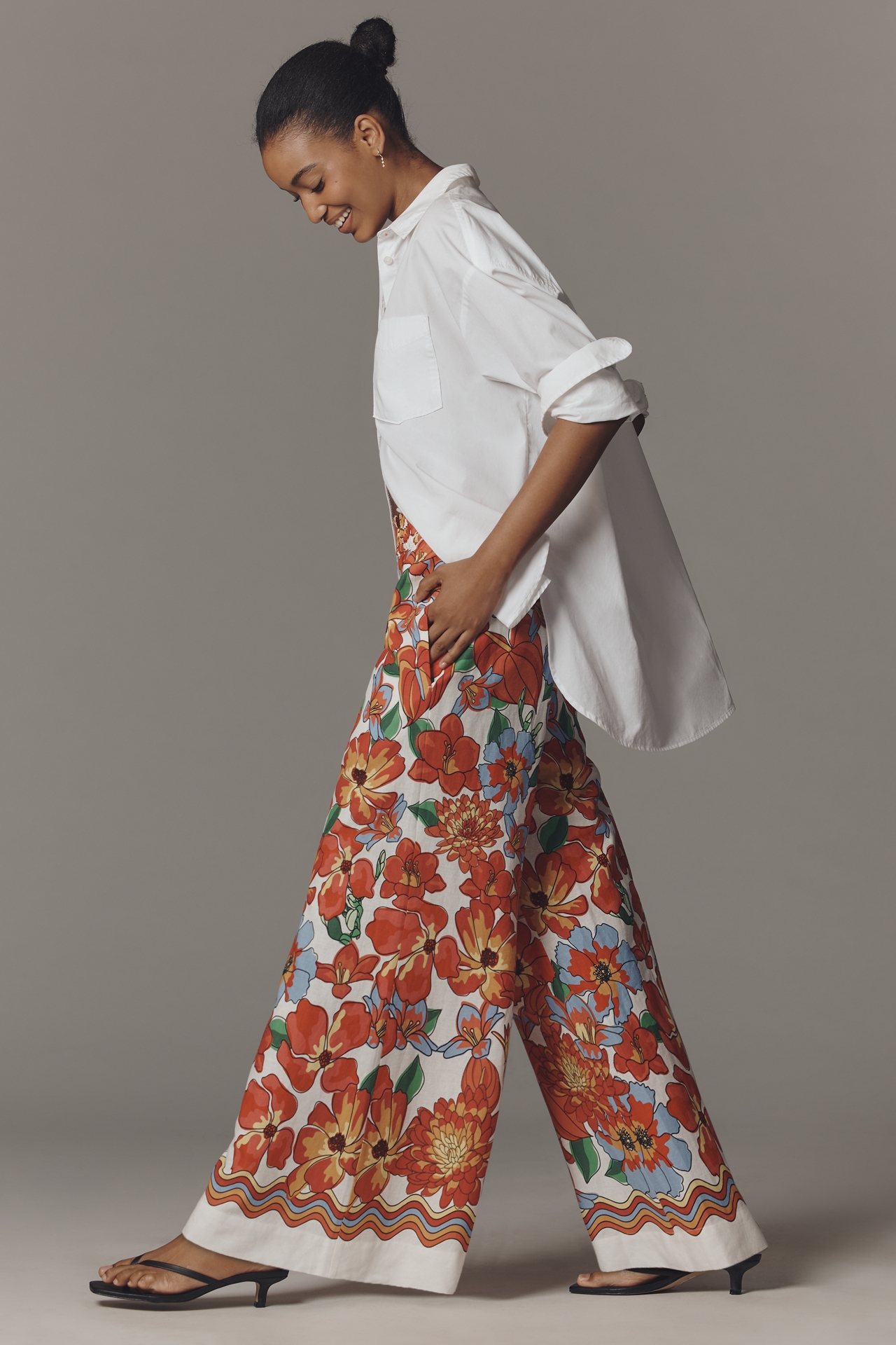 Farm Rio x Anthropologie Linen Blend Wide-Leg Pants