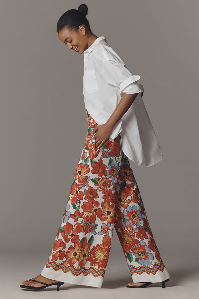 Pantaloni a Gamba Larga in Misto Lino Farm Rio x Anthropologie #2