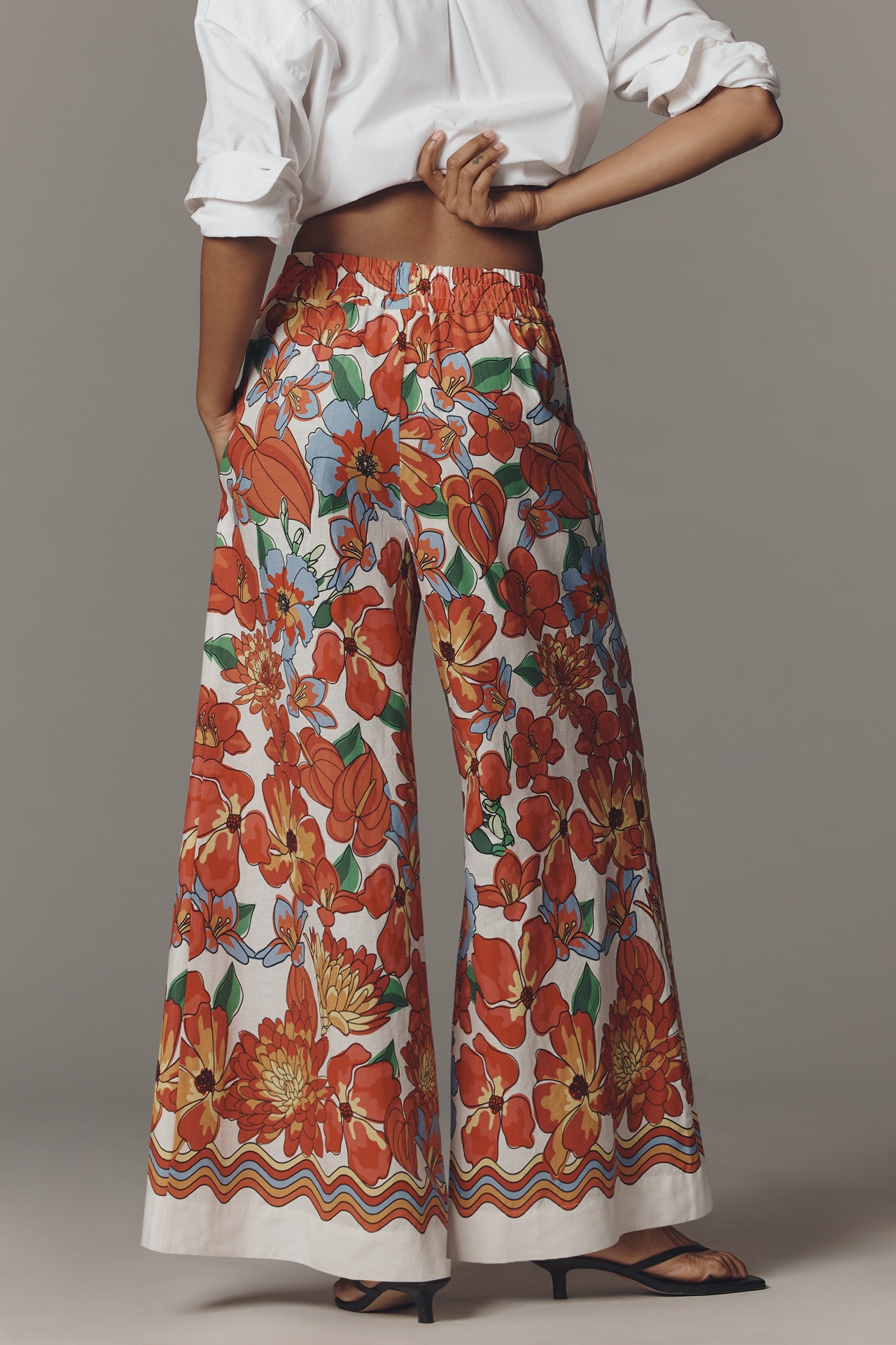 Farm Rio x Anthropologie Linen Blend Wide-Leg Pants