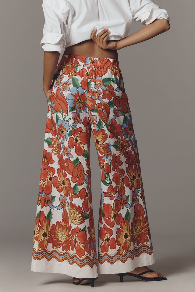 Pantaloni a Gamba Larga in Misto Lino Farm Rio x Anthropologie #3