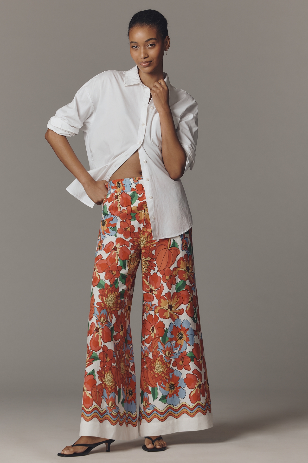 Farm Rio x Anthropologie Linen Blend Wide-Leg Pants