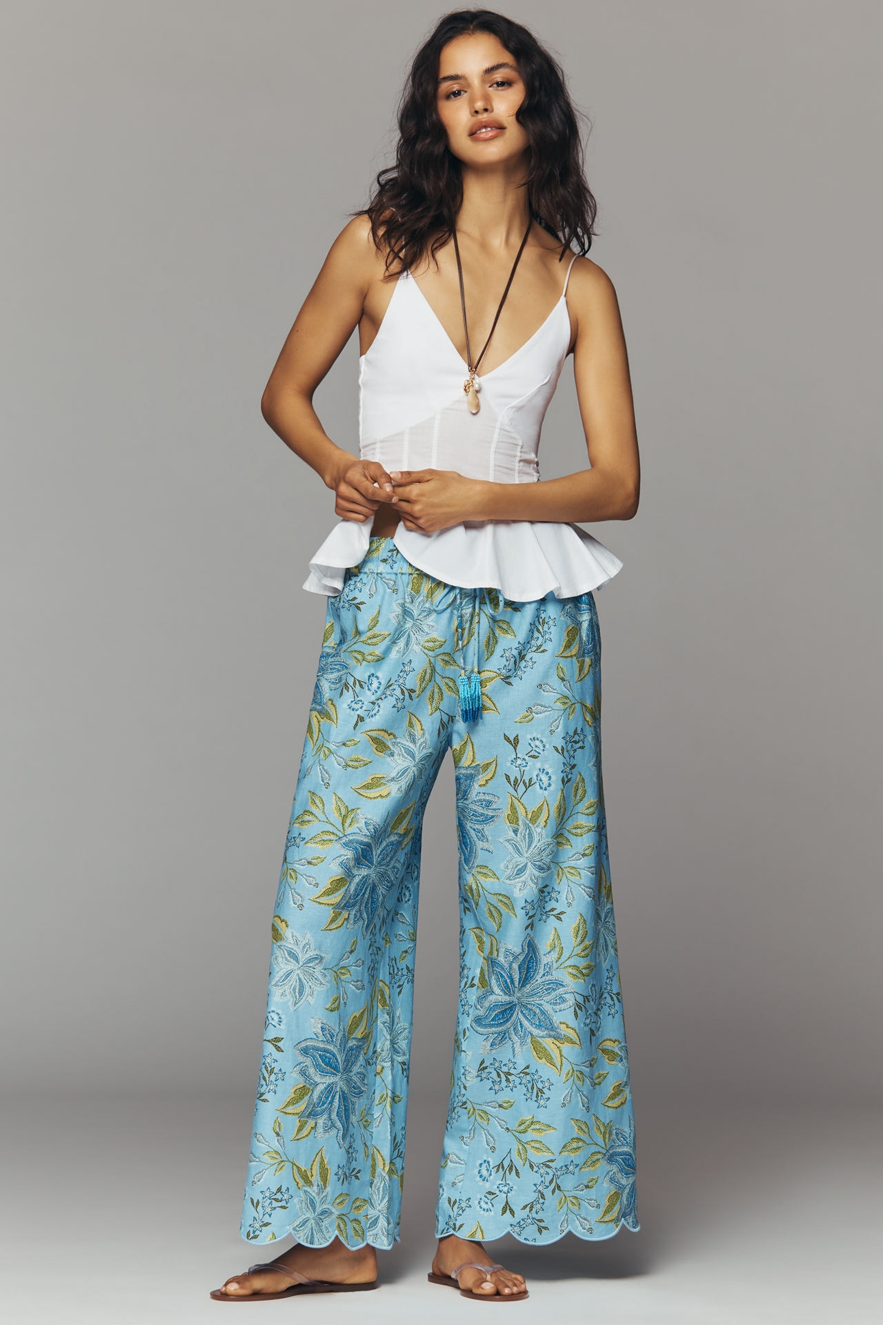 Farm Rio x Anthropologie Linen Floral Pants