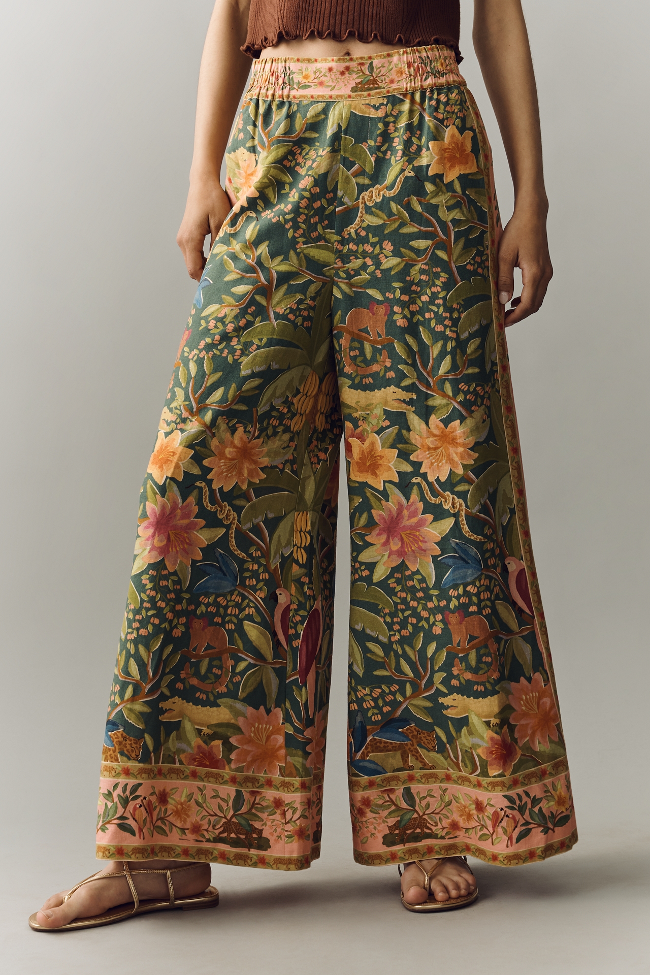 Farm Rio x Anthropologie Linen Wide-Leg Pants
