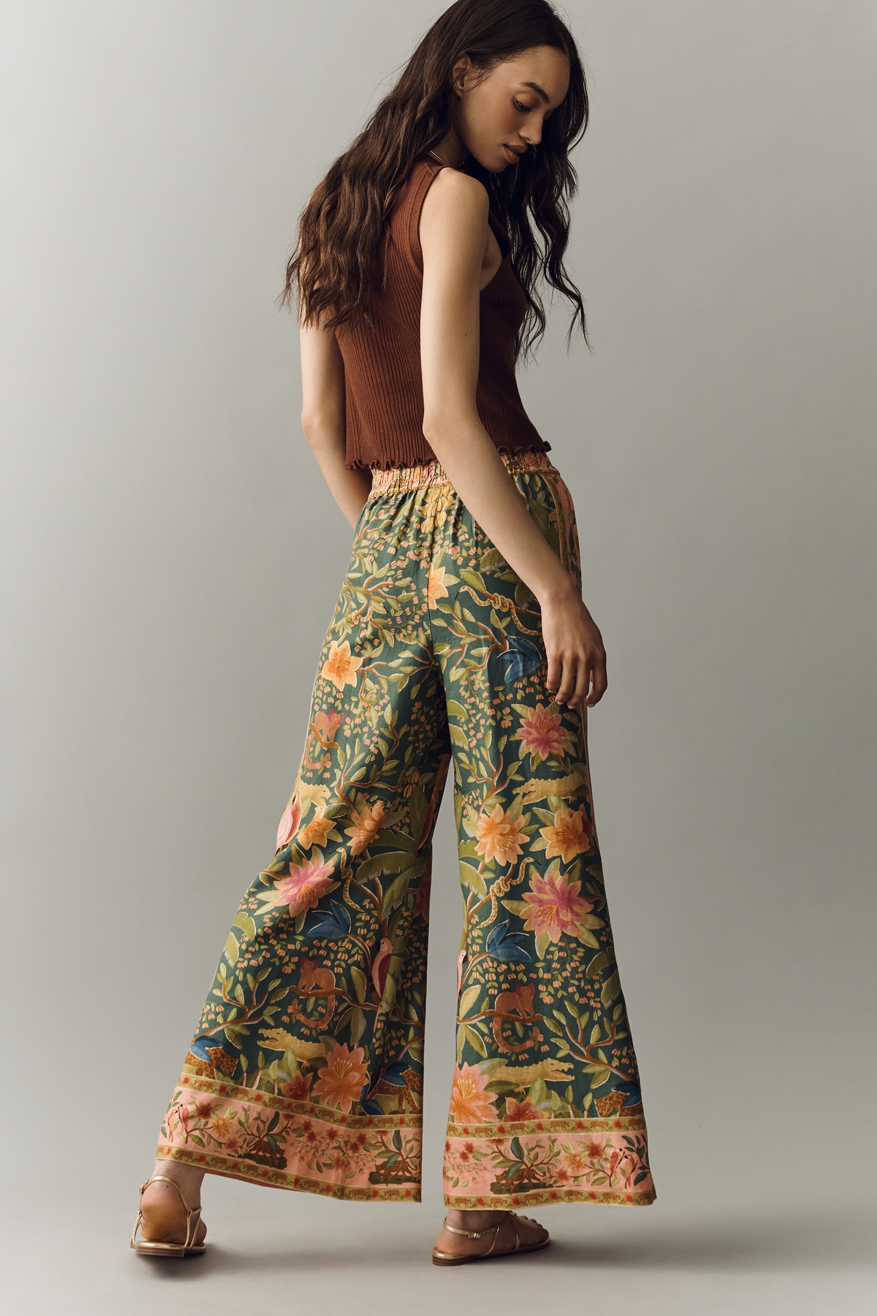 Farm Rio x Anthropologie Linen Wide-Leg Pants