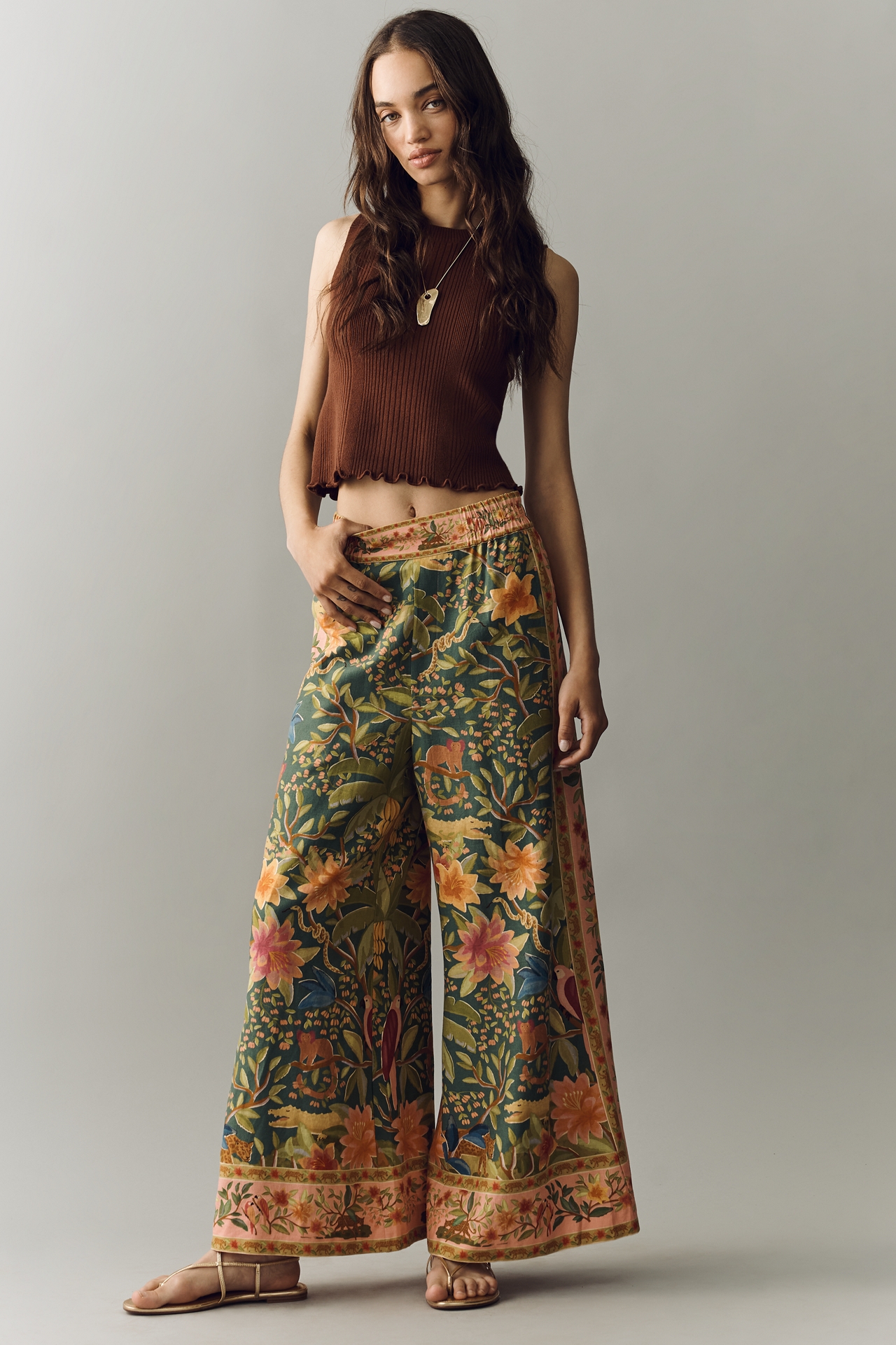 Farm Rio x Anthropologie Linen Wide-Leg Pants