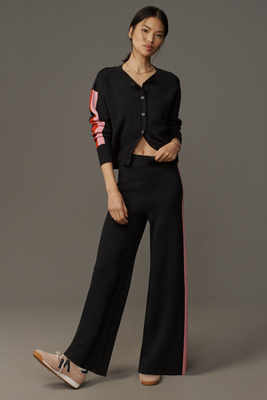 Maeve Side-stripe Knit Track Pants In Blue