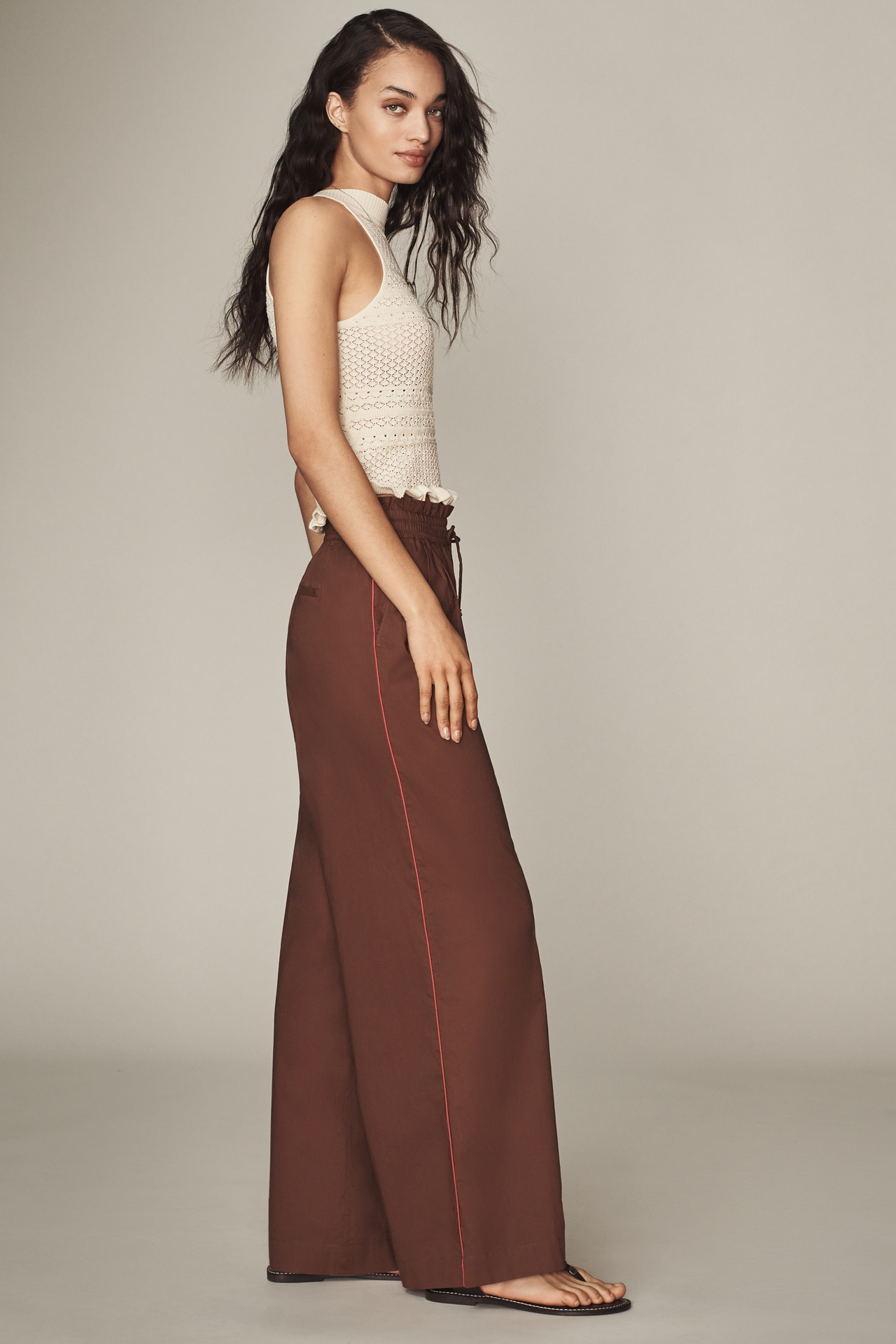 Scotch & Soda Cotton Voile Wide-Leg Pull-On Pants