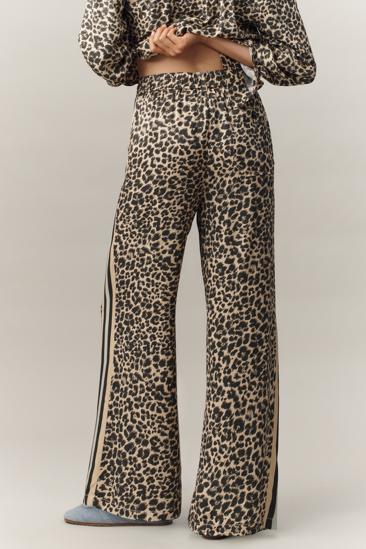 The Brooklin Tie-Front Printed Pull-On Pants by Maeve