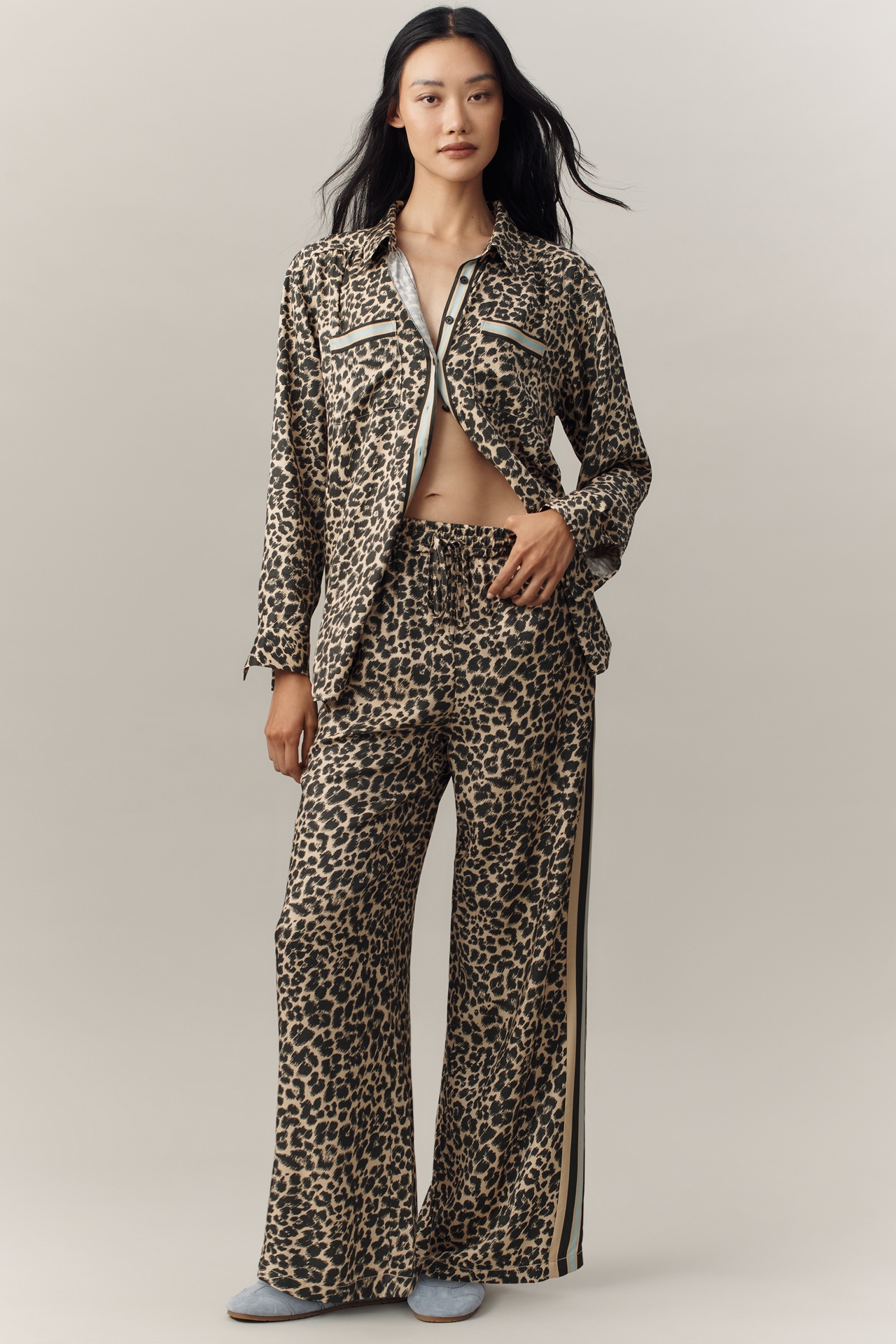 The Brooklin Tie-Front Printed Pull-On Pants by Maeve